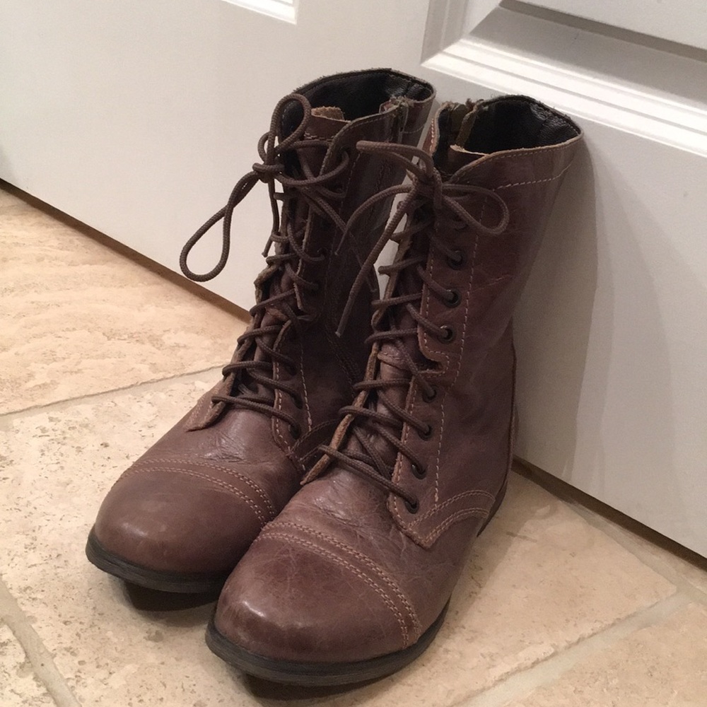 Steve Madden Troopa Leather Combat Boots